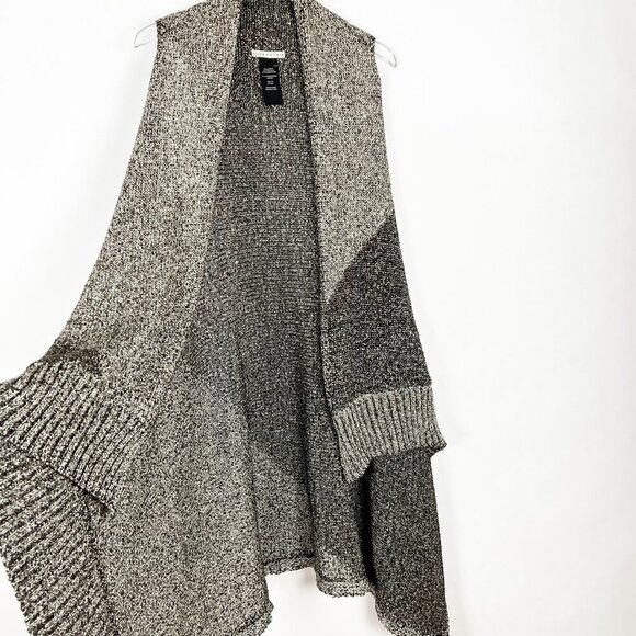 Alice + Olivia Sweater Vest Women's M Black Grey Marled Nessa Long Mixed Knit - Picture 5 of 15